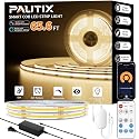 PAUTIX COB LED Strip Light 65.6ft/20m,Work with Alexa/Google Assistant,9600 LEDs Warm White 3000K,CRI93+ Super Bright High Lumen,Dimmable 24V Flexible