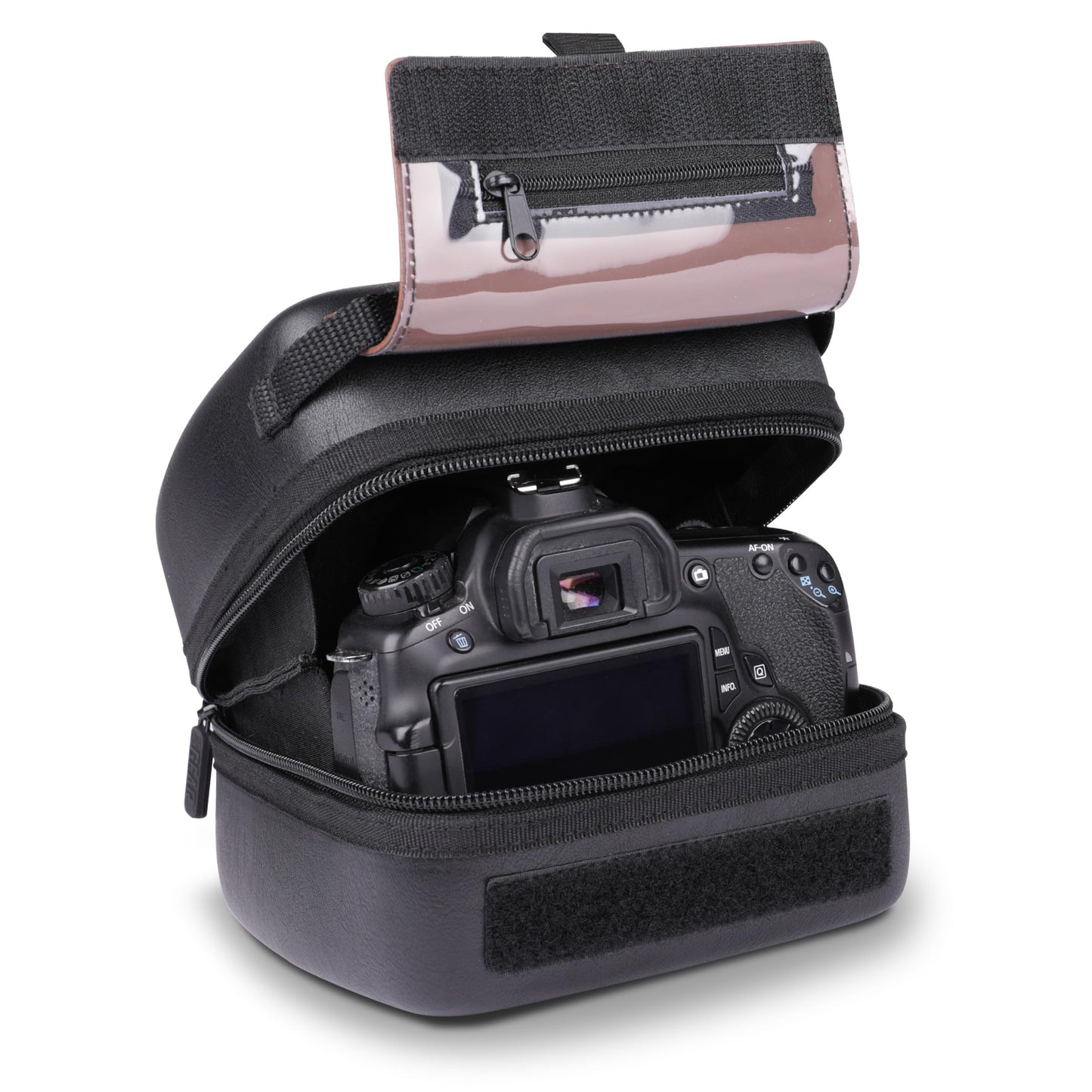 USA Gear Hard Shell Camera Case for DSLR & Mirrorless Cameras, Compatible with Canon, Nikon, Sony & Fujifilm - Fits EOS R100, Rebel T7 / 2000D, Nikon