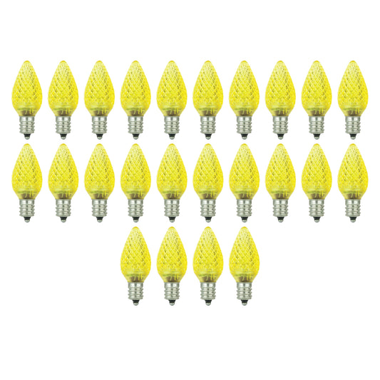 Sunlite 40462 LED C7 Holiday Decorative Light Bulb, 0.4 Watts, E12 Candelabra Base, Faceted Christmas-Lights; Nightlight, Yellow