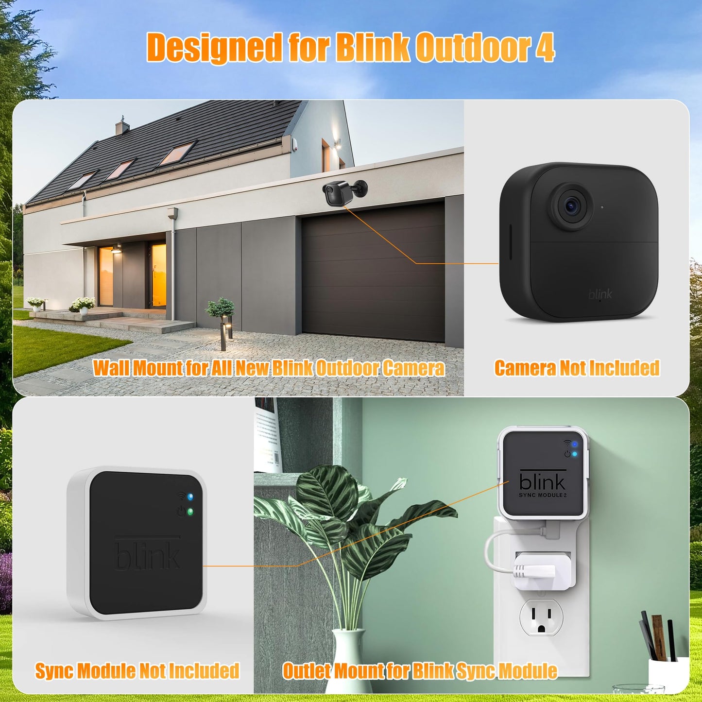 All-New Blink Outdoor Camera Wall Mount, 3 Pack Weatherproof Housing and 360° Adjustable Mount with Sync Module Mount, Camera Mount for Blink Outdoor
