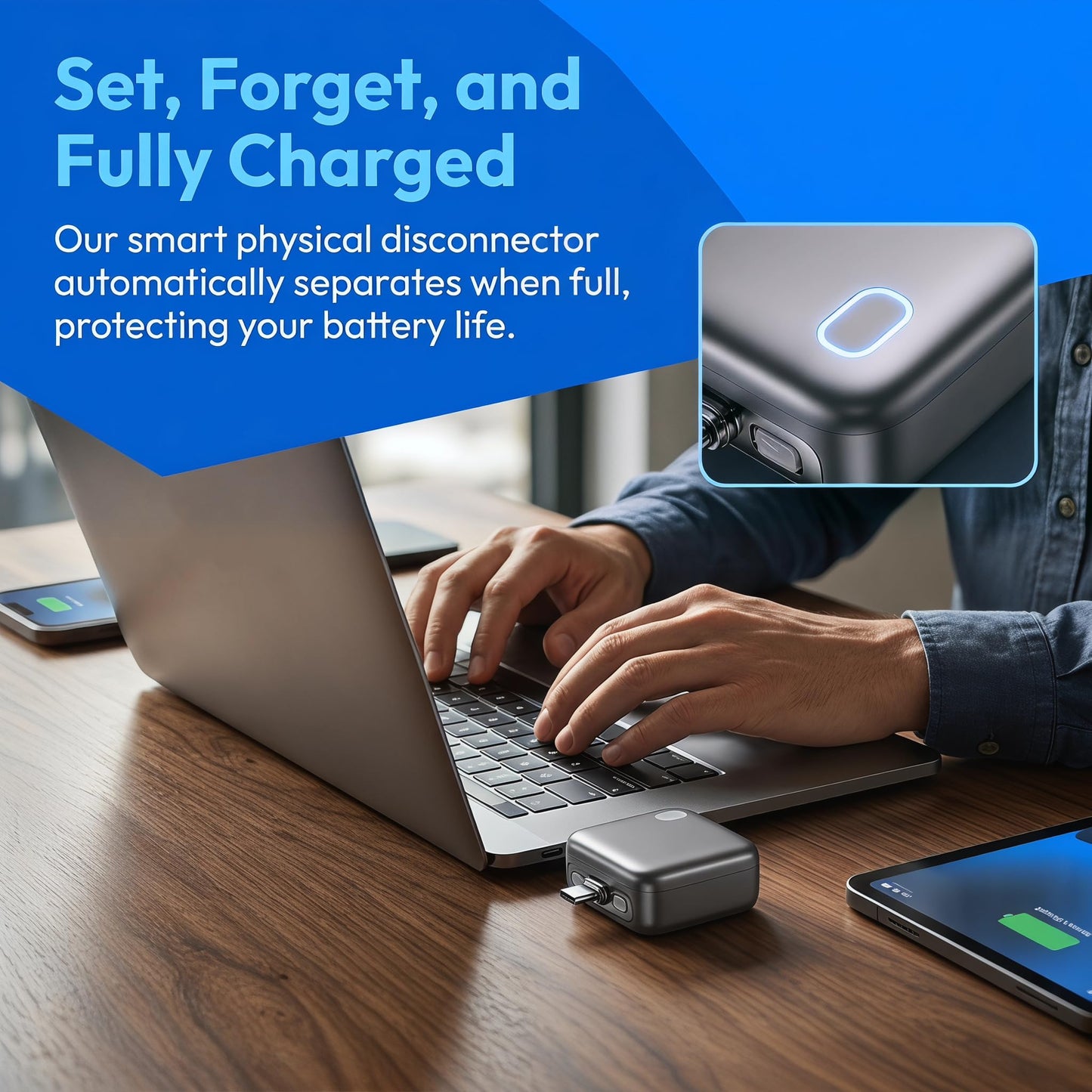 Stop Charge Smart Charger, New Upgrade 140W Auto Cut-Off Charger Protector with AI Full-Charge Smart Auto Stop Charging Adapter Plug and Play for USB