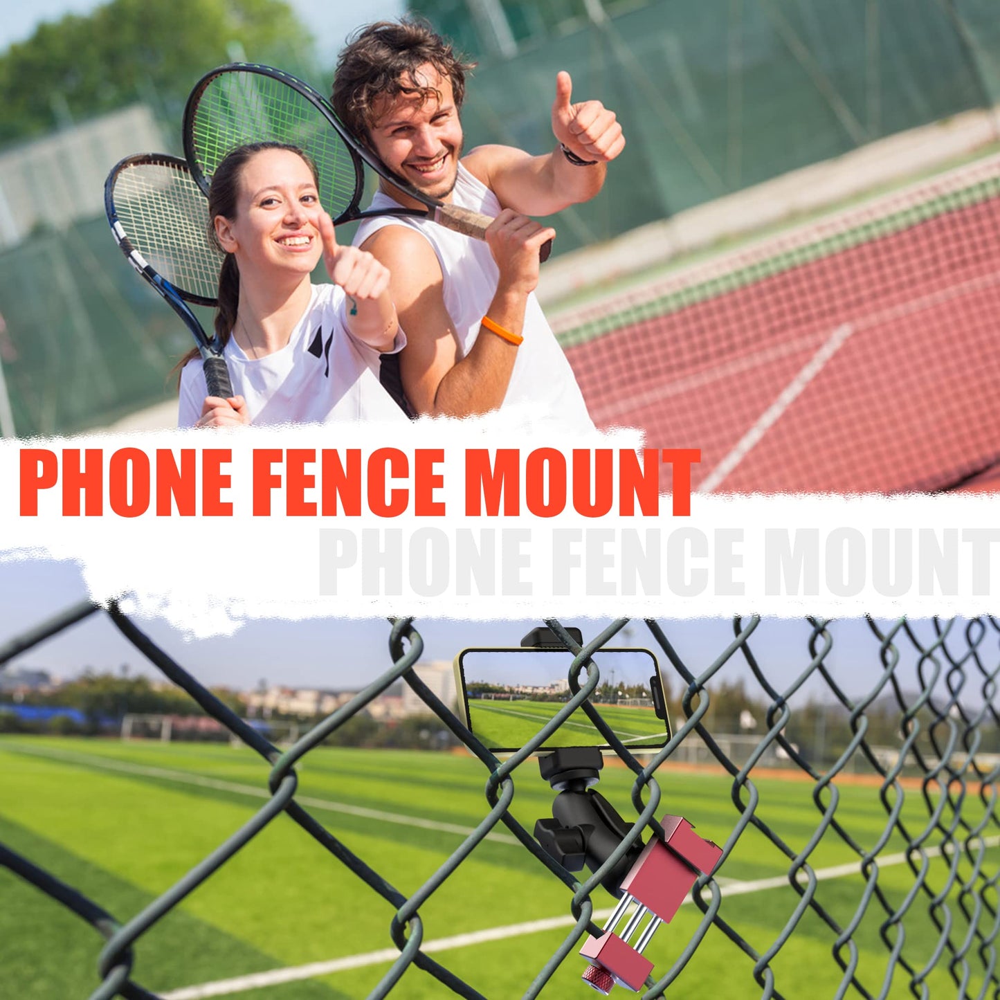 aoeyoo Smartphone Fence Mount for Tennis & Pickleball Training, Adjustable Retractable, 360 Swivel, Compatible with iPhone, Android, Mevo Start, AKASO