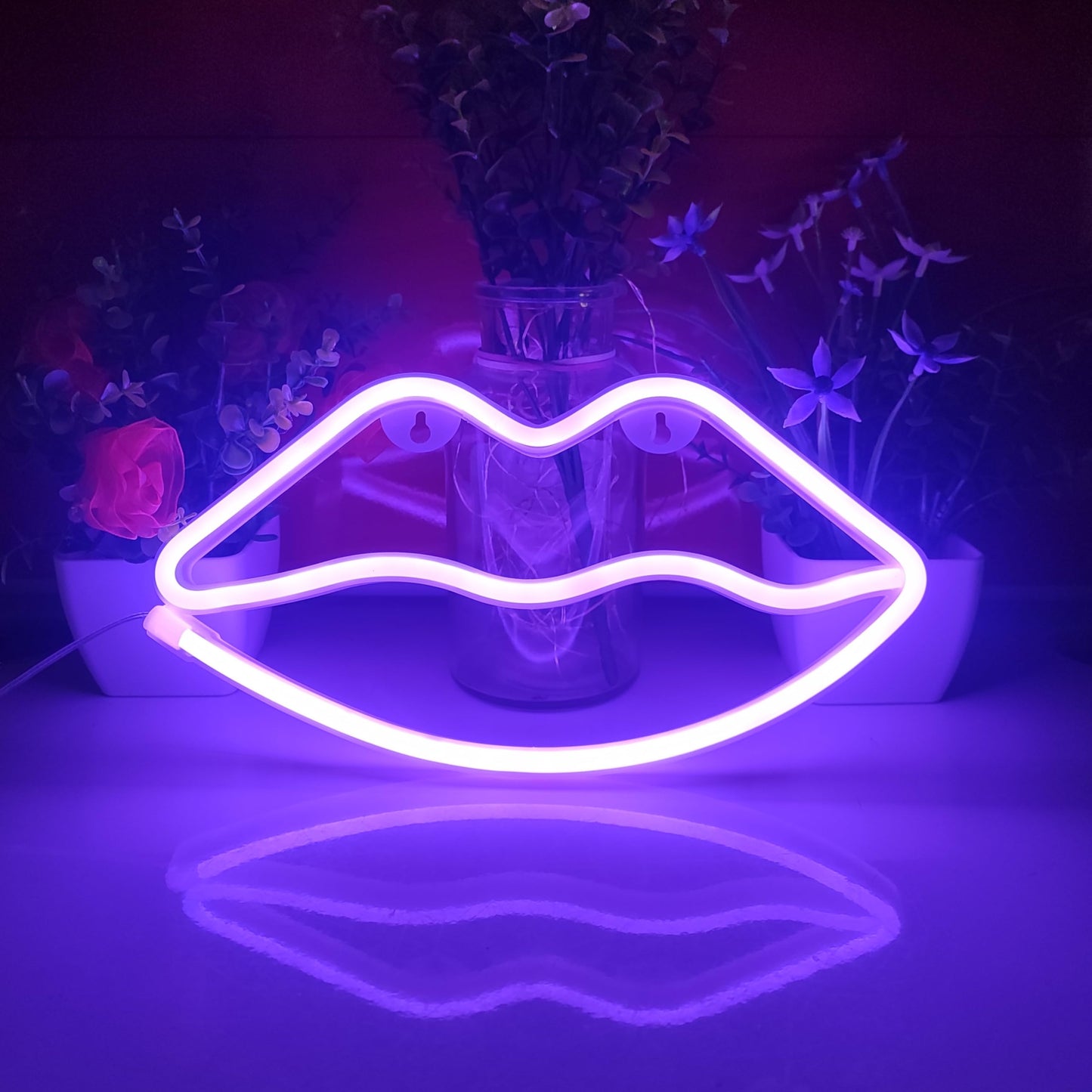 JYWJ Lip Neon Sign,USB or 3-AA Battery Powered Neon Light,LED Table Decoration,Bedroom Wall Decoration,Birthday Gift,Wedding Supplies Business Gift