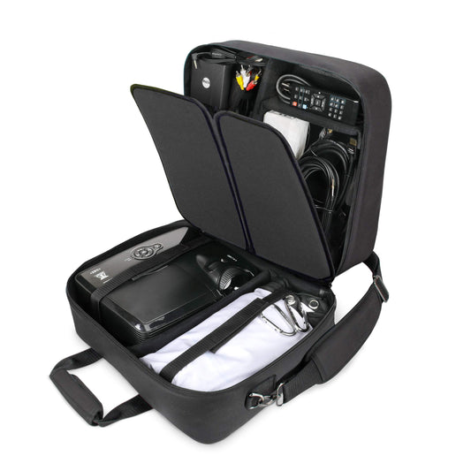 USA GEAR Projector Case - Portable Projector Bag Compatible with Epson Home Cinema 1060, GooDee 2020, YABER Y30, and More Movie Projectors - Scratch