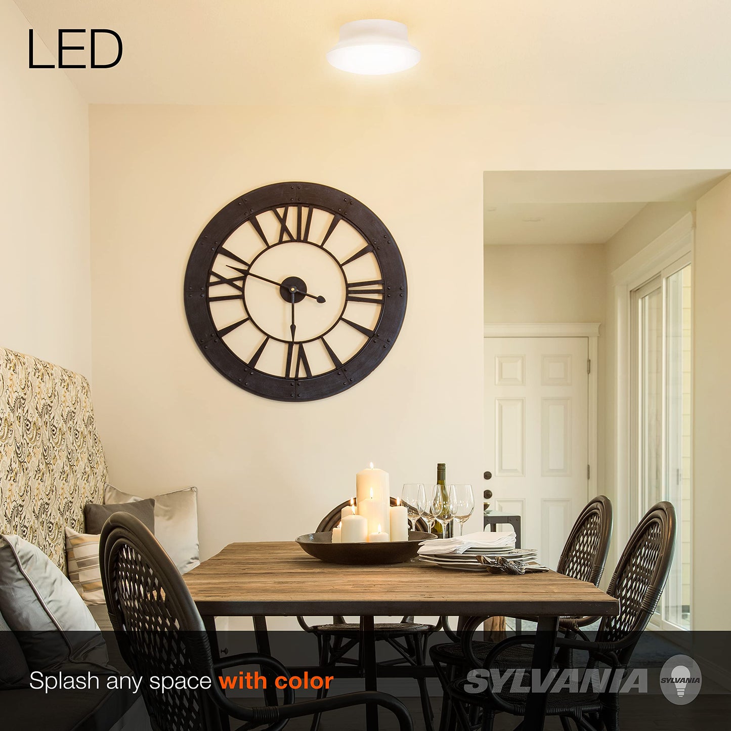 Sylvania Ultra LED Porcelain Ceiling Light Fixture, 60W = 9W, Non-Dimmable, Medium Base, 2700K, Soft White - 1 Pack (75080)