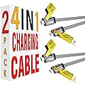 4 in 1 Charging Cable 2-Pack, 100W USB C to Lightning Cable 6FT, Fast Charging [480Mbps] Flat Nylon Braided Charger Cord with Lightn-ing/USB C/USB…