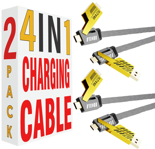 4 in 1 Charging Cable 2-Pack, 100W USB C to Lightning Cable 6FT, Fast Charging [480Mbps] Flat Nylon Braided Charger Cord with Lightn-ing/USB C/USB…