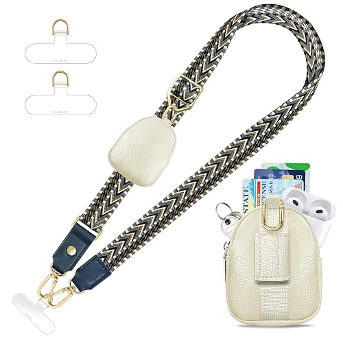 UKON Adjustable Phone Lanyard Crossbody Strap With Wallet Clip-and-Go Strap with Zippered Pouch Widened Phone String for iPhone Hands-Free