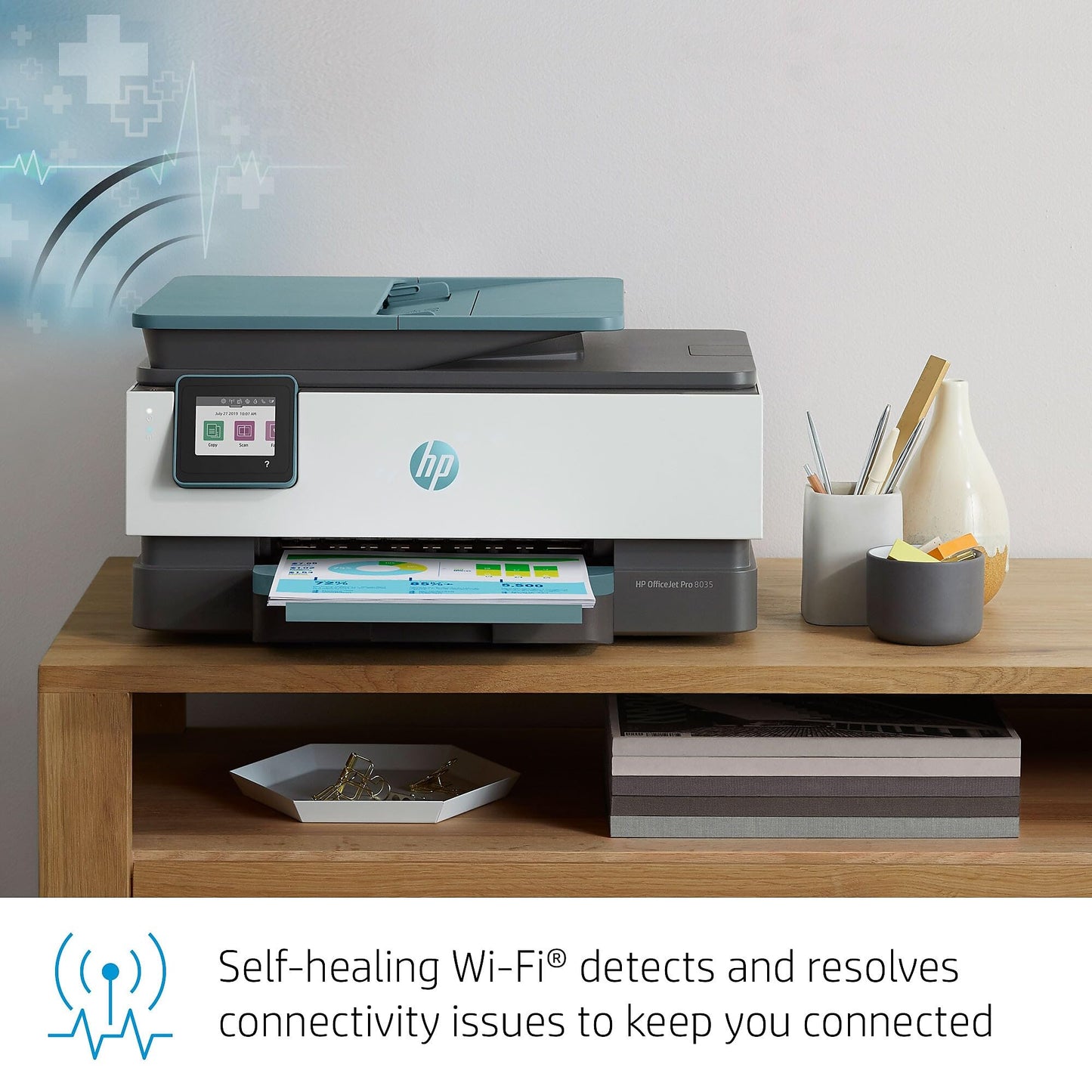 HP OfficeJet Pro 8035 All-in-One Wireless Printer - Includes 8 Months of Ink, Instant Ink, Works with Alexa - Oasis (3UC66A)