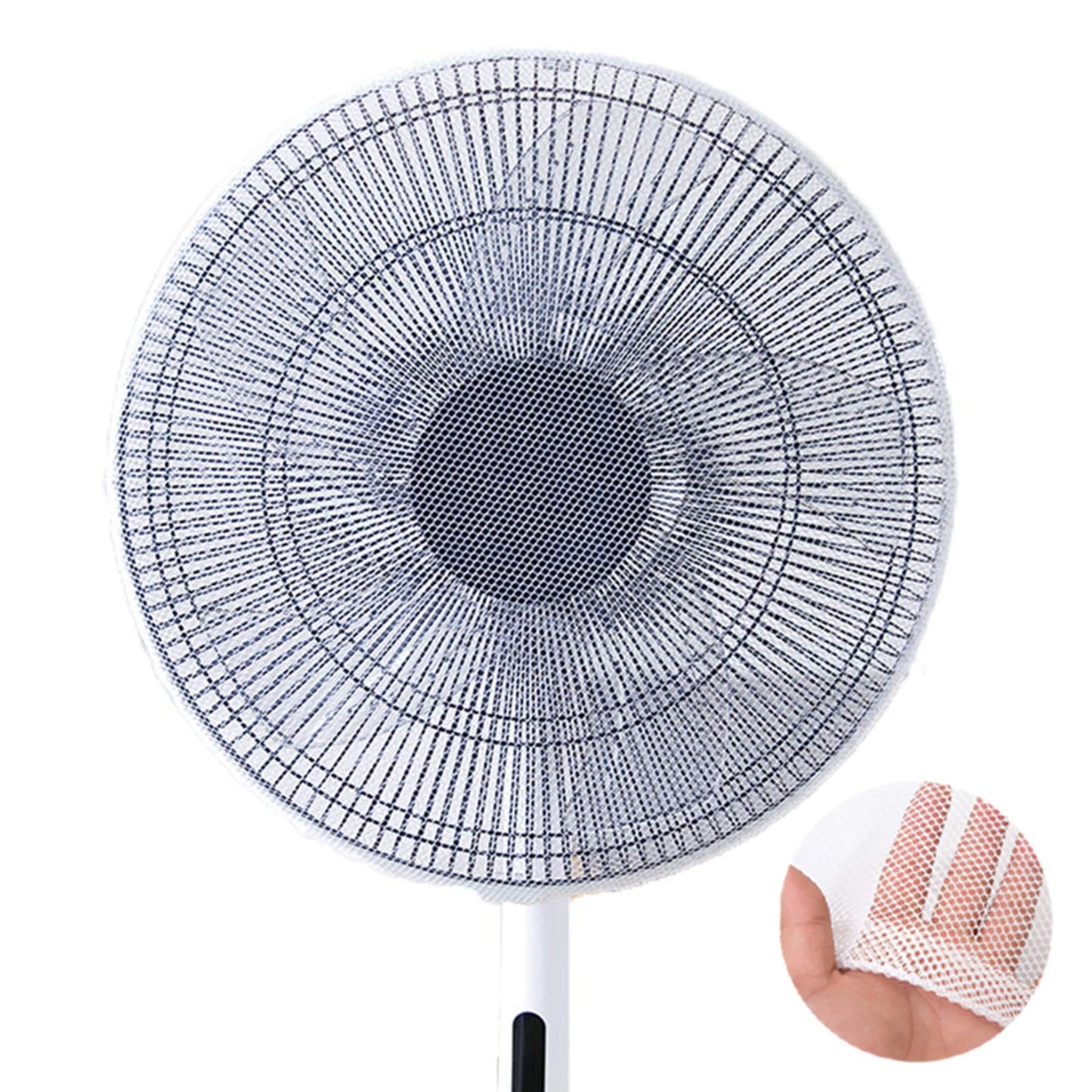 HINNLAC Safety Fan Cover Kid Baby Finger Protector, 2 Pack 16-18Inch Washable Mesh Cover with Adjustable Safety Buckle Suitable for Stand Fan Floor