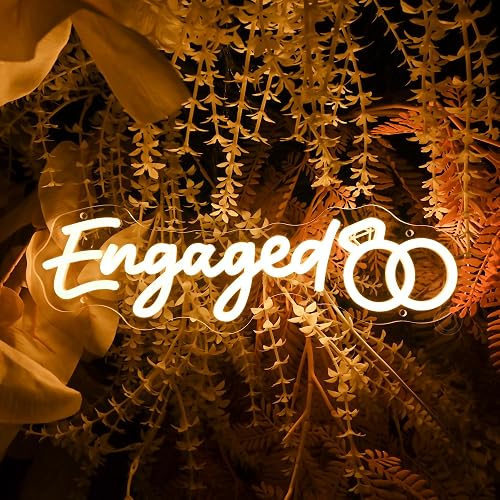 Britrio Engaged LED Neon Sign Light for Bridal Shower Backdrop Bachelorette Engagement Party Supplies Wedding Reception Light Up Neon Sign Bedroom