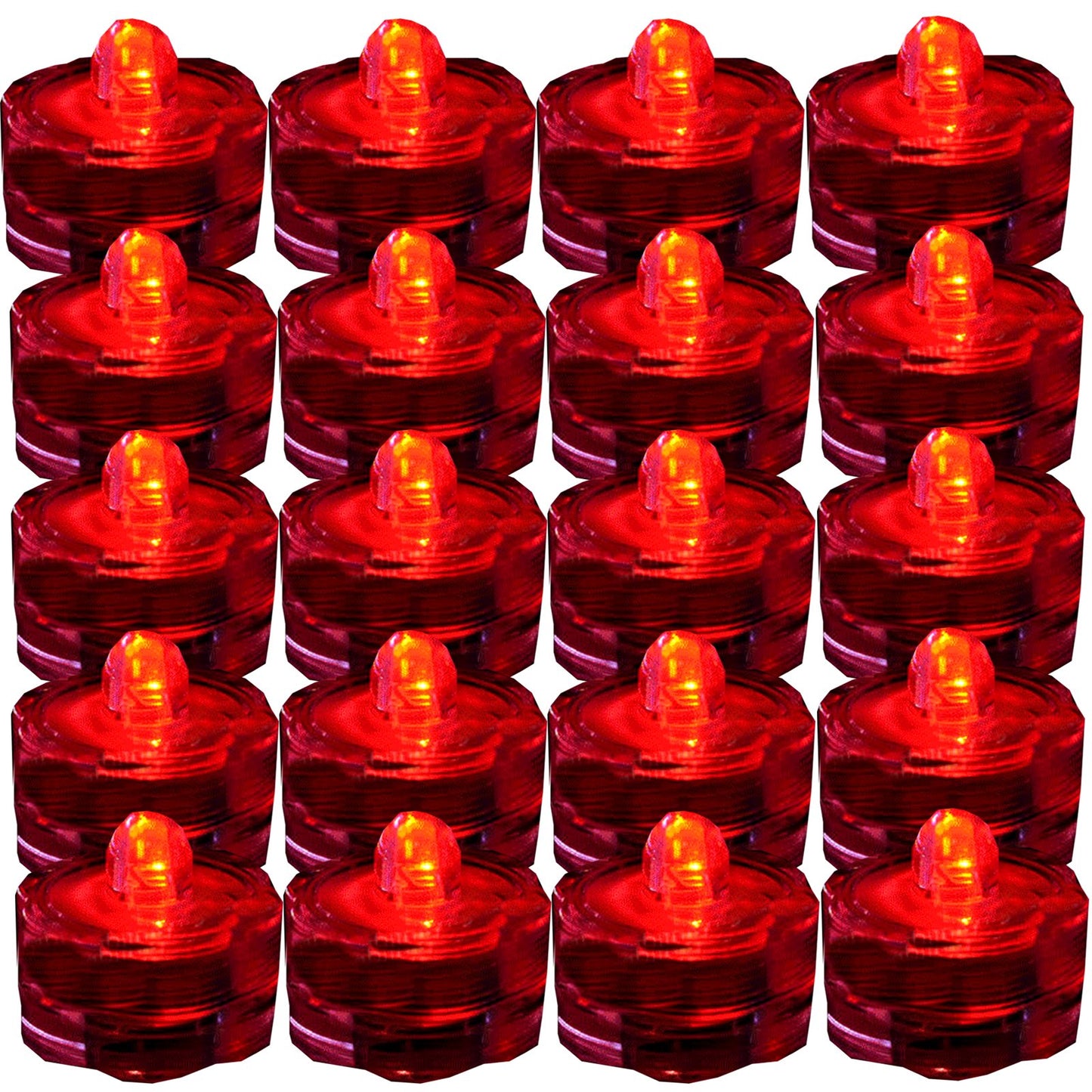 JYtrend Bright LED Floral Tea Light Vase Submersible Lights for Party Wedding (Red, 30 Pack)