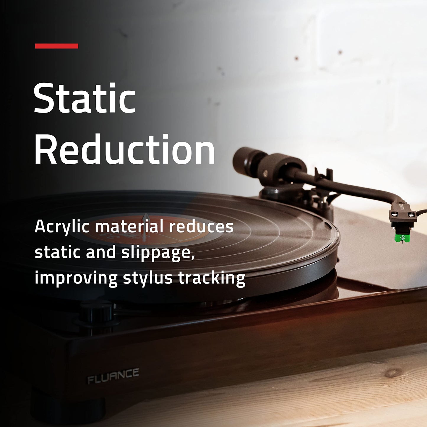 Fluance Acrylic Platter Mat for Turntables - Reduces Vibrations for Improved Sound Clarity for Vinyl Record Playback, Antistatic, Precision Machined