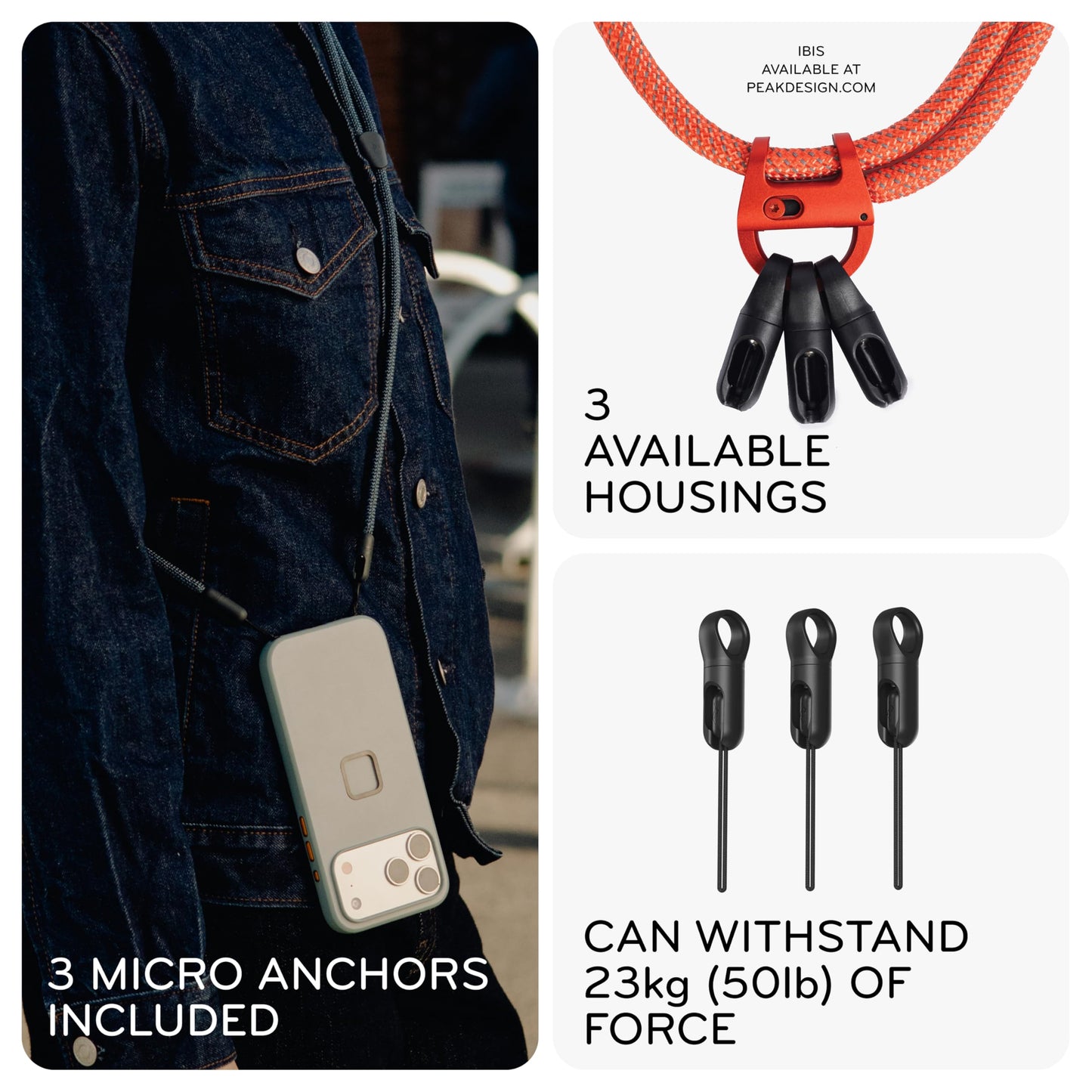 Peak Design Mobile Crossbody Multi-Strap, Black, Adjustable Quick-Connect Phone & Gear Strap, Carries Phone, Keys & Small Camera, Twist-Free Design