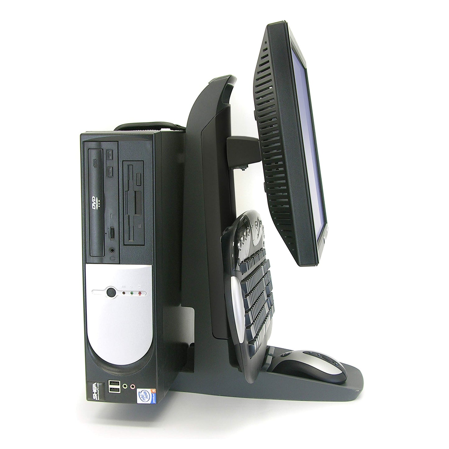 Ergotron - Neo-Flex All in One Stand for Desk, VESA Mount - for Screens Up to 24 Inches, 6 to 16 lbs - CPU Strap