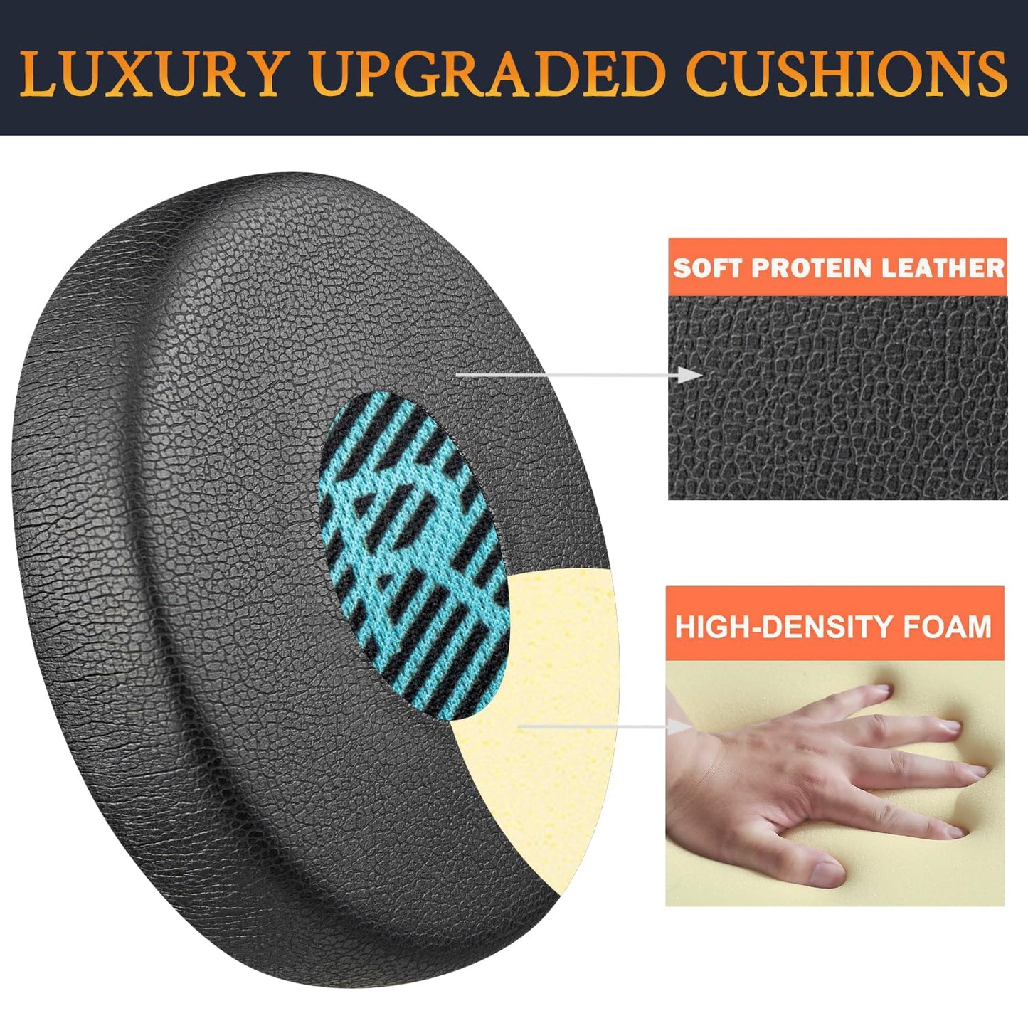 SOULWIT Ear Pads for Bose On-Ear 2 (OE2 & OE2i)/ SoundLink On-Ear/SoundTrue On-Ear Headphones, Earpads with High-Density Noise Isolation Foam - Black