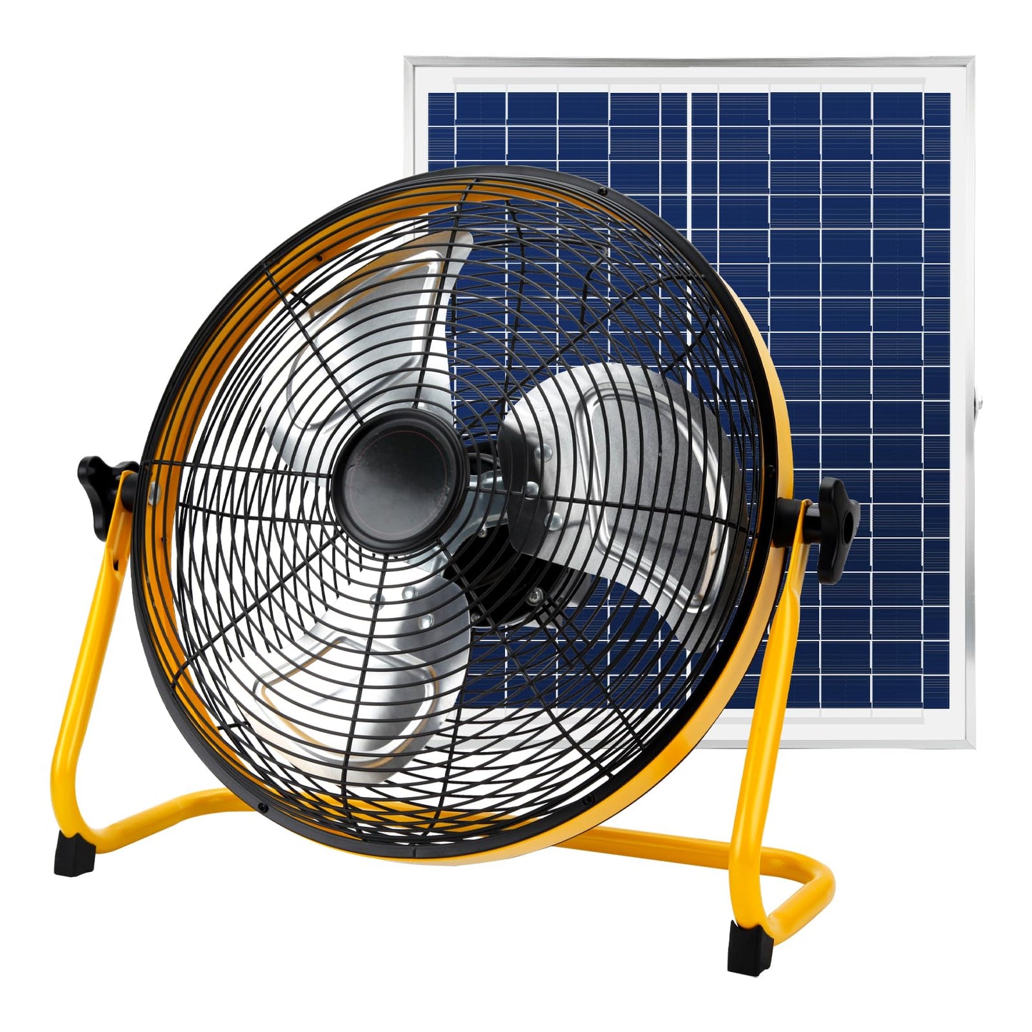 CYBERDAX Solar Powered Rechargeable Fan 16", Whisper Quiet 15dB, 50Hr Runtime for Home Office Camping