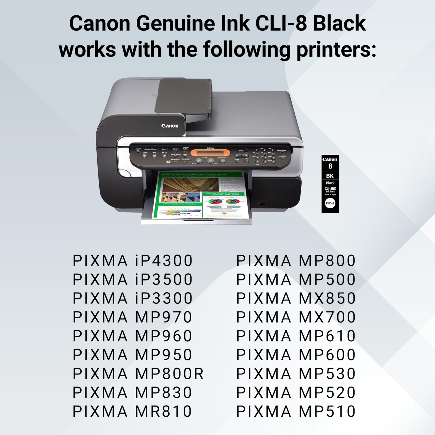 Canon CLI-8 Genuine Black Ink Tank, Compatible with iP5200R, iP5200, iP4200, iP4500, iP4300, MP970, MP960, MP950, MR800R, MP830, MP810, MP800, MP500