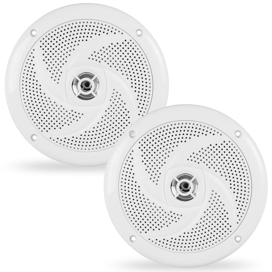 BELVA BMS65SW 400W Peak (80W RMS) 6.5" Shallow Mount 2-Way White Coaxial Marine Speakers for Boats/ATV/UTV/SxS/Powersport