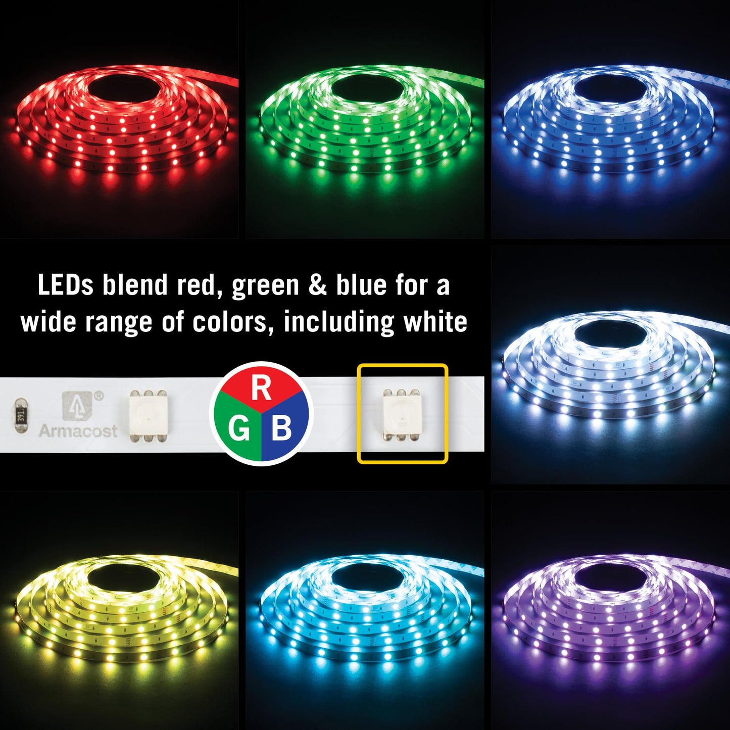 Armacost Lighting RibbonFlex Home Multi-Color LED Tape Light 30 LEDs/Meter, 32.8 ft (10m) 613250
