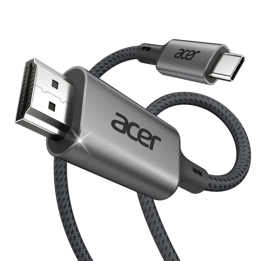 acer USB C to HDMI Cable for Home Office 6.6FT (4K@60Hz), Thunderbolt 4/3 Compatible, High-Speed Type C to HDMI 2.0 Braided Cord for MacBook, iPhone