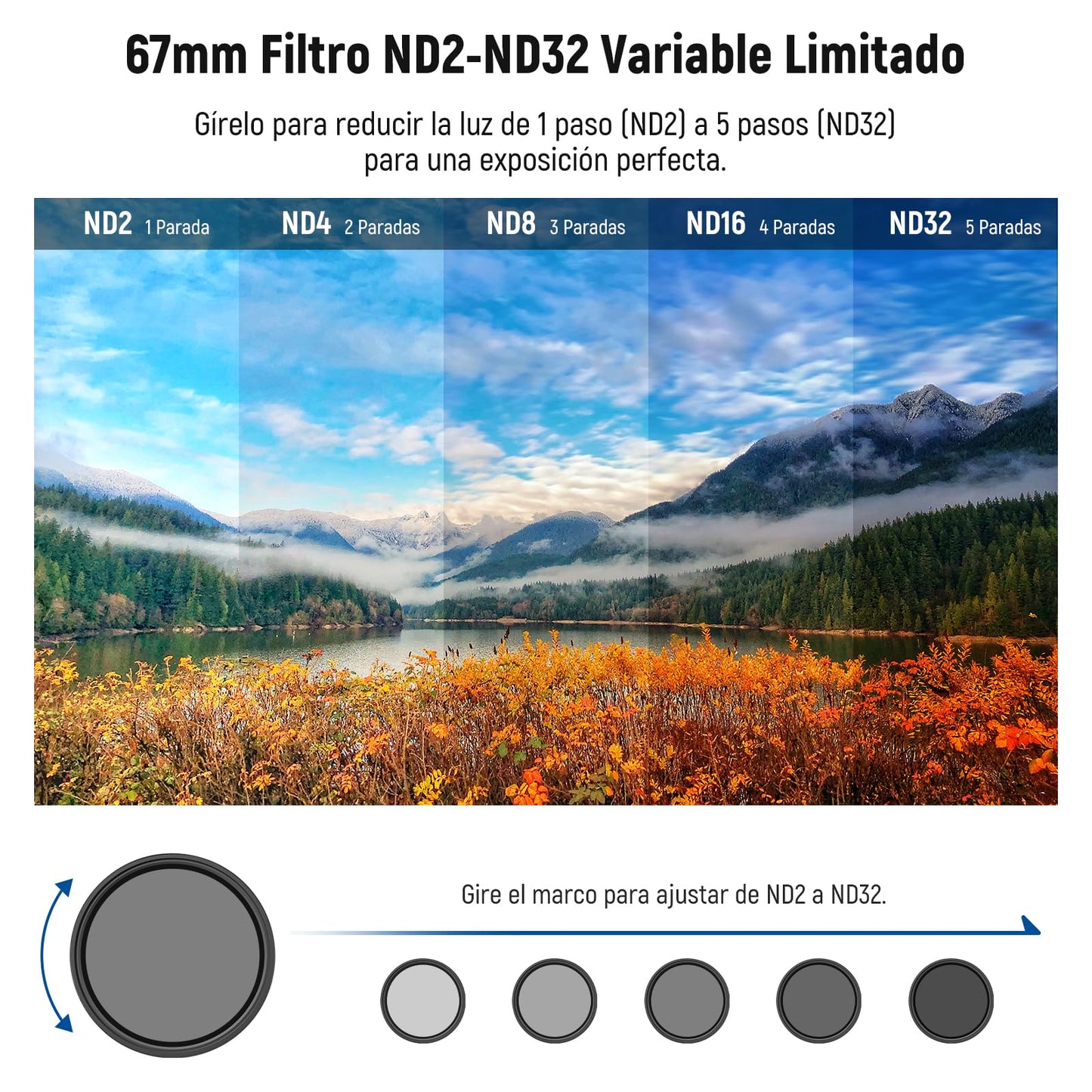 NEEWER 82mm Variable ND (ND2-32) + CPL + 1/4 Black Diffusion Filter Set (3 Pack), Camera Lens Filter Photography Accessories with AR/AF Coatings