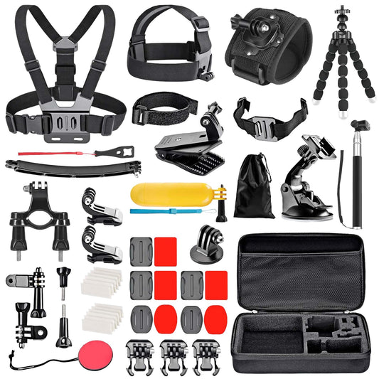 MEKICOWL 50 in 1 Action Camera Accessory Kit Compatible with Gopro Hero 12 11 10 9, DJI OSMO 4 3 2, Insta360 X3 X2 GO 3, SJCAM, DBPOWER, Campark, Sony