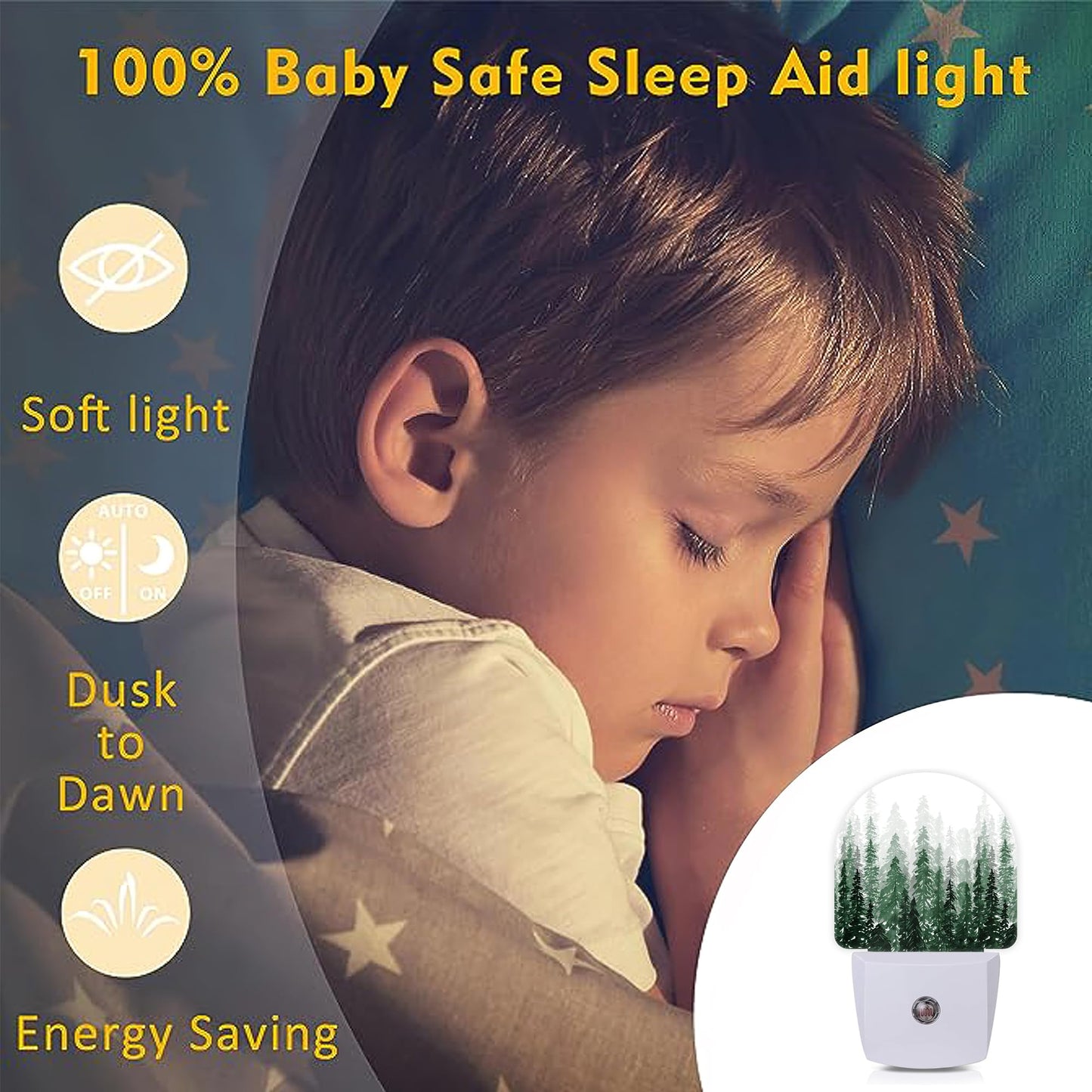 Axxitude Christmas Tree Forest Night Lights Plug into Wall for Girls Boys Room,Night Light LED Lamp Dusk to Dawn Sensor Round Lamp for Bedroom