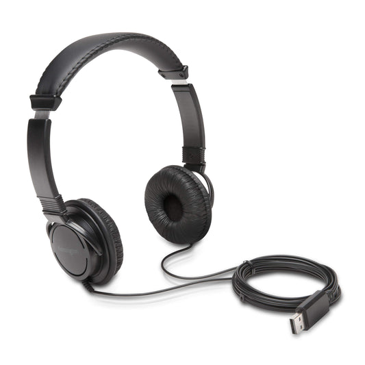 Kensington USB-A Hi-Fi Headphones, On-Ear Headset, 6ft Cord, for Kids, for Adults, for School, Padded Adjustable Headband (K97600WW), Black