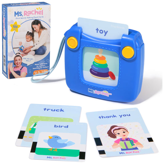 Ms. Rachel Official First Words Talking Flash Cards with Electronic Reader, 100 Words, Educational Toys & Toddler Toys for Girls & Boys Ages 1-2+