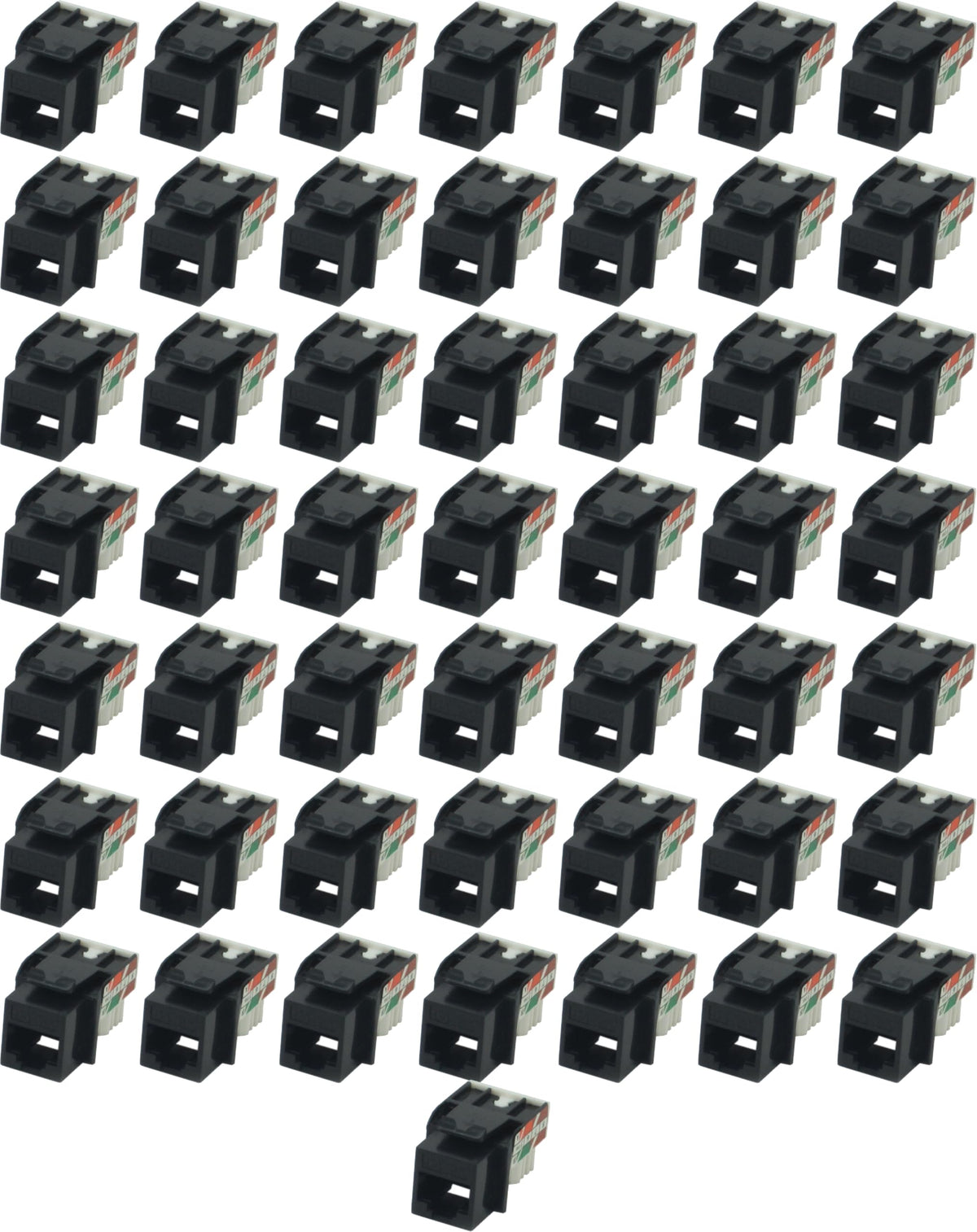 50 Pack of 4 Pair CAT5e Network Keystone Jacks Black