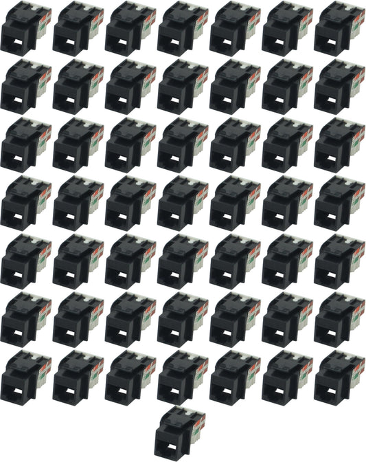 50 Pack of 4 Pair CAT5e Network Keystone Jacks Black