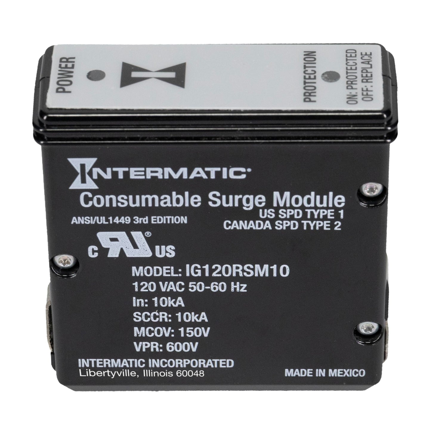 Intermatic IModule™ IG120RSM10K Replacement Module for Smart Guard Whole Home Surge Protector - Quick No-Wiring Install with LED Status Indicators