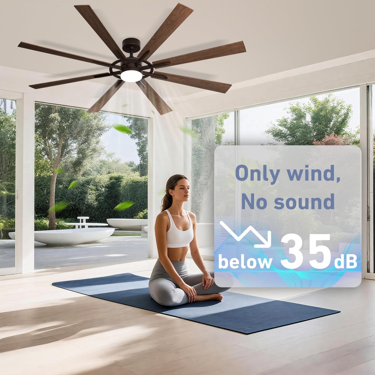 Homlit 72 Inch Smart Ceiling Fan with Light and Remote, Walnut Ceiling Fan with Quiet Reversible DC Motor, Control Via WiFi Alexa App, 3CCT Dimmable