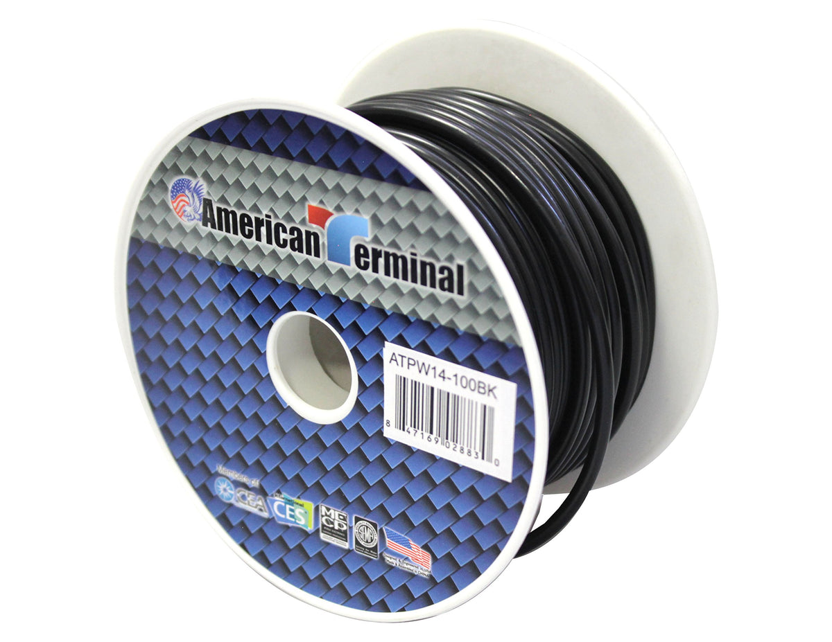 American Terminal ATPW14-100BK 14 Gauge Primary Wire, Black