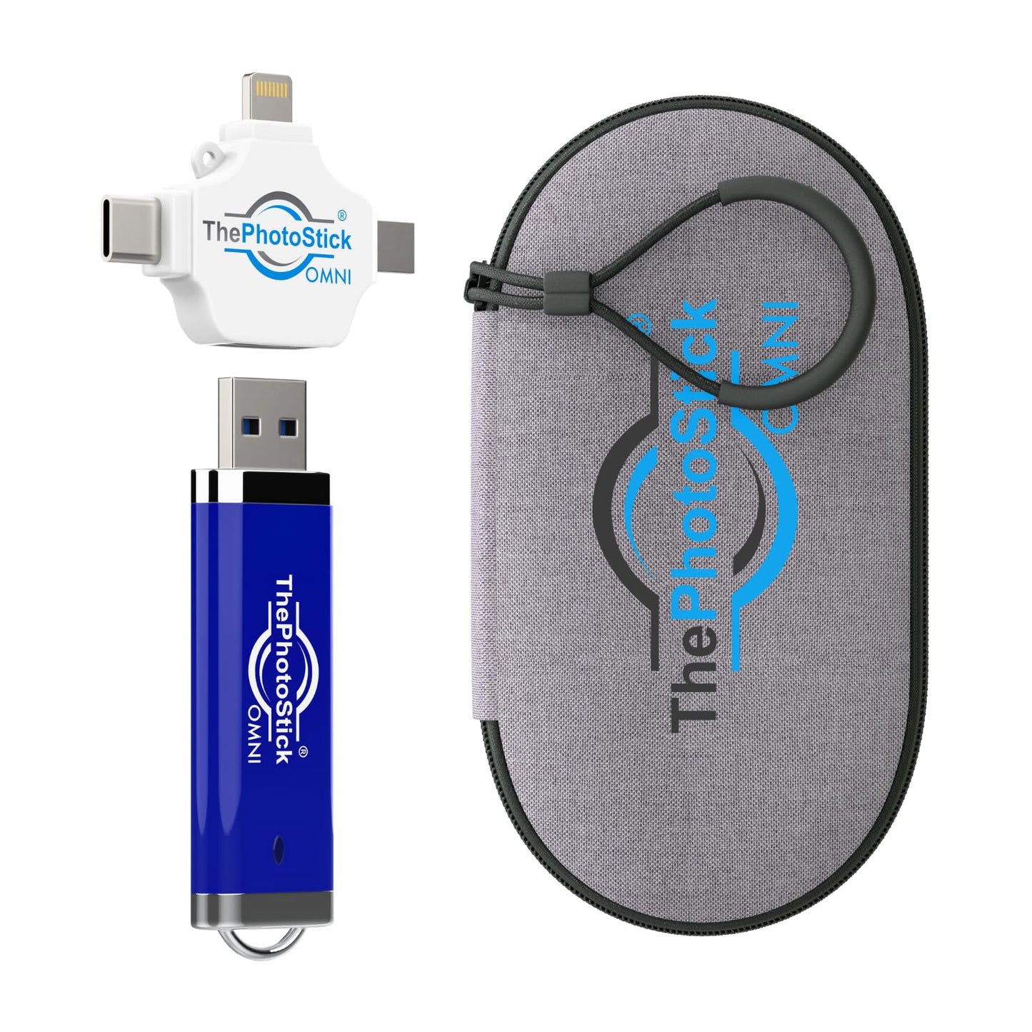 ThePhotoStick® Omni 256GB + Protective Case - Secure Photo & Video Backup and Transfer, Digital File Organization, USB & Multiport Connection