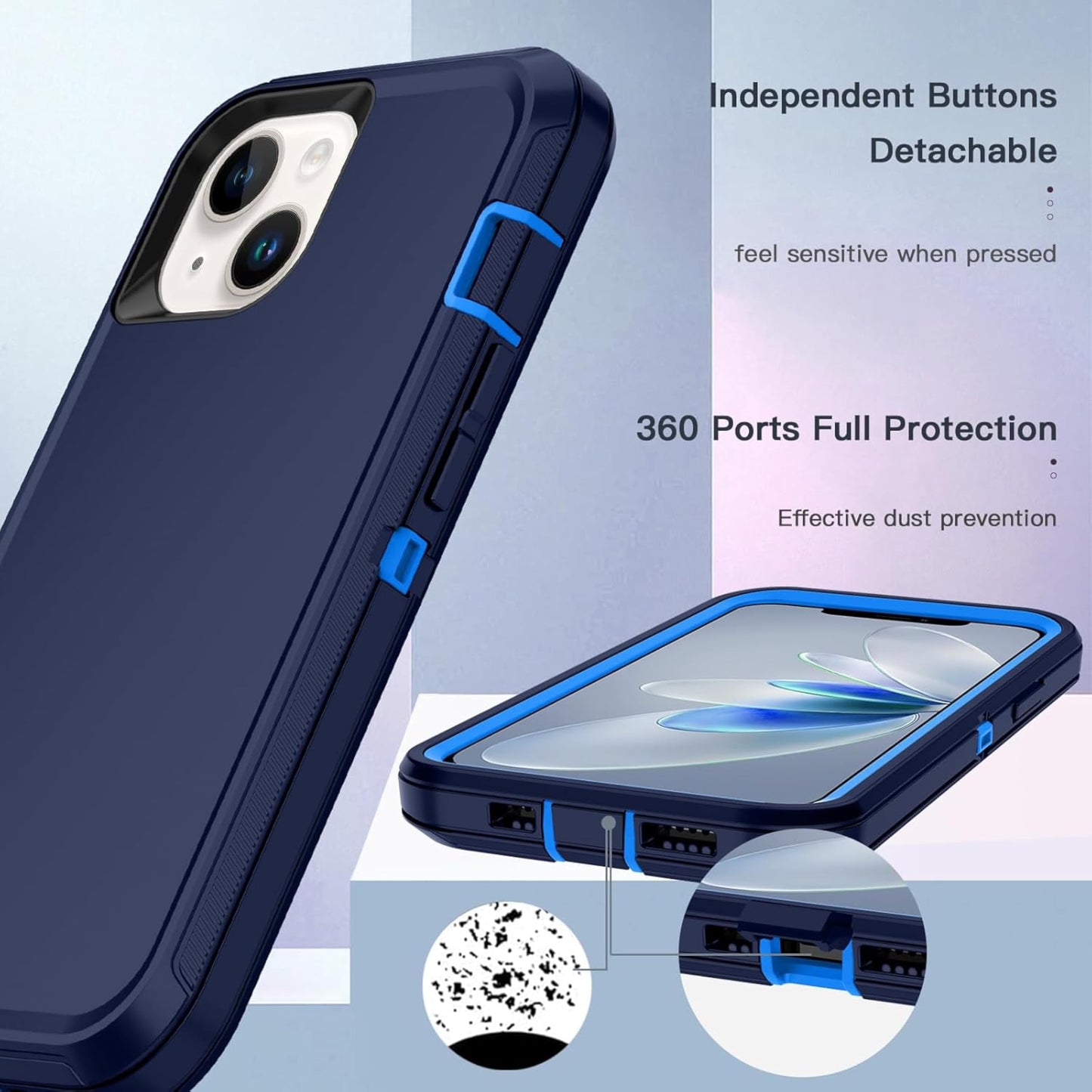 Apple iPhone 12 / iPhone 12 Pro Case (6.1") Rugged Case Heavy Duty Shockproof Dust/Drop Proof Dual Layer Cover Navy