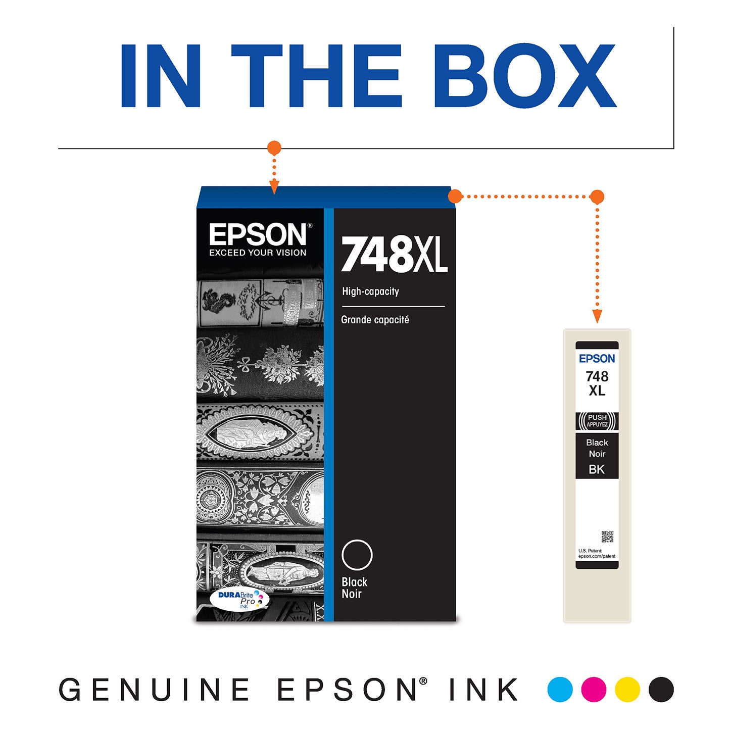 EPSON 748 DURABrite Pro Ink High Capacity Black Cartridge (T748XL120) Works with WorkForce WF-6530 WF-6530, 6590, 8590, 6090, 8090