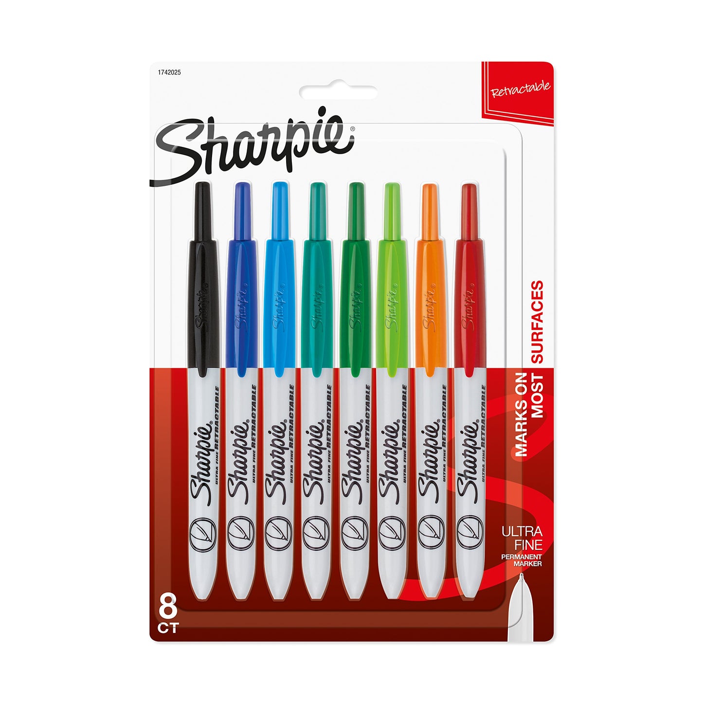 Sharpie Retractable Permanent Markers, Ultra Fine Point, 8 Count