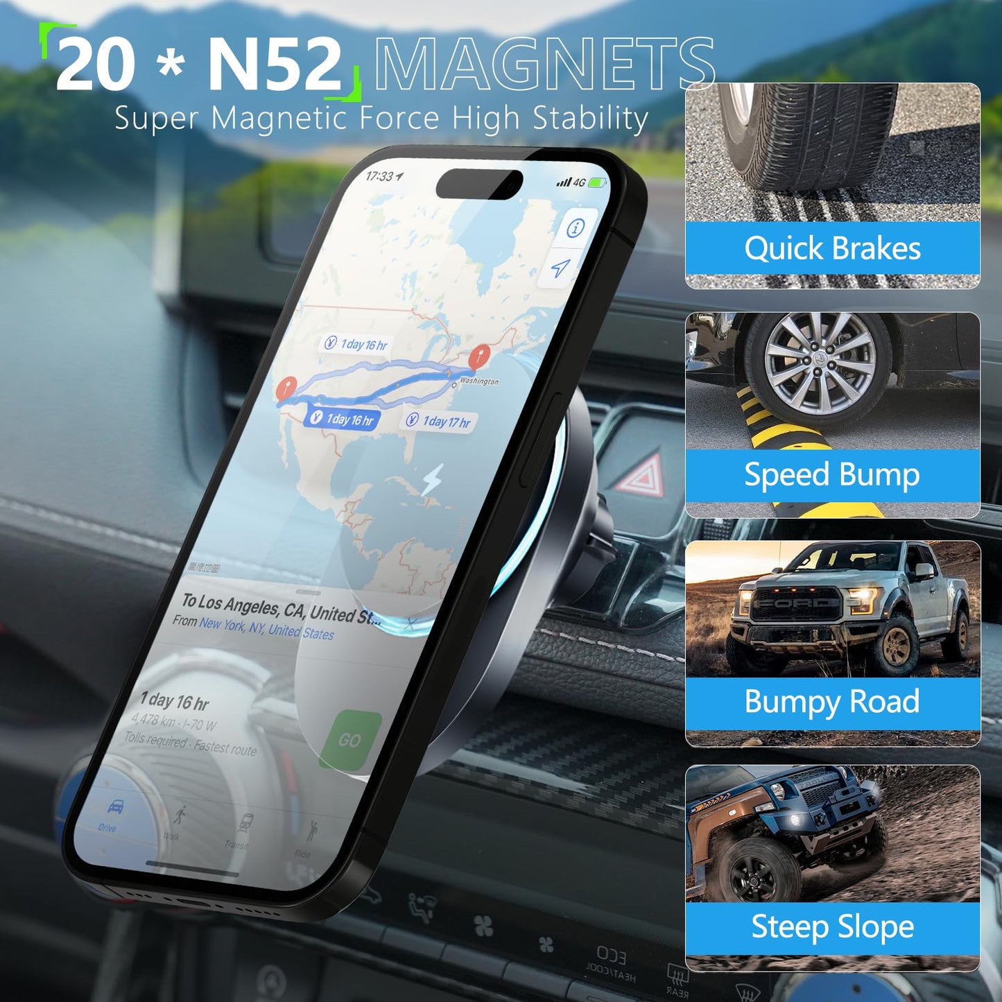 CLEC for Toyota RAV4 2019-2025 Magnetic Wireless Charger Car Phone Holder Mount Custom Fit for Toyota RAV4 2019-2025 15W Fast Charging Car Phone