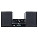 Philco Stereo Shelf Systems Tray Loading CD Player with Digital FM Radio, Bluetooth Streaming, Remote Control in Black | LCD Display | 3.5mm Headphone