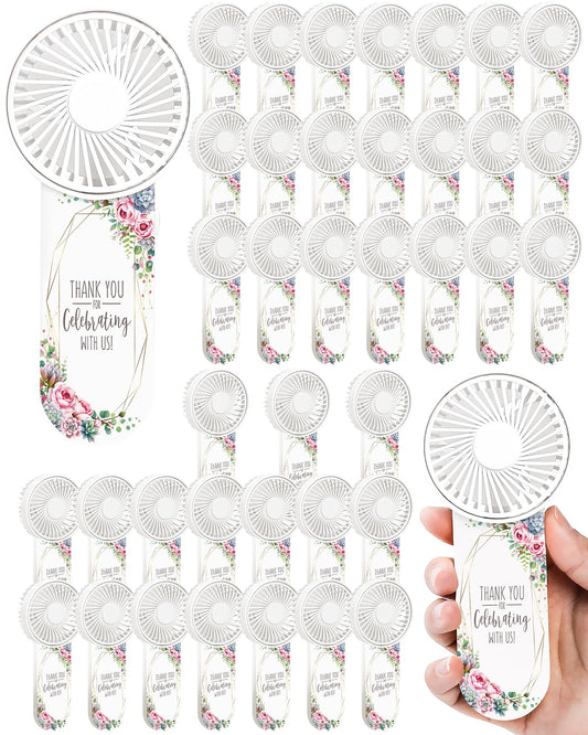 Knsdtsy 50 Pcs Wedding Mini Fans - Personal Portable Mini Handheld Electric Fans for Wedding Favor - Bulk Battery Powered, Battery Not Include, Fresh