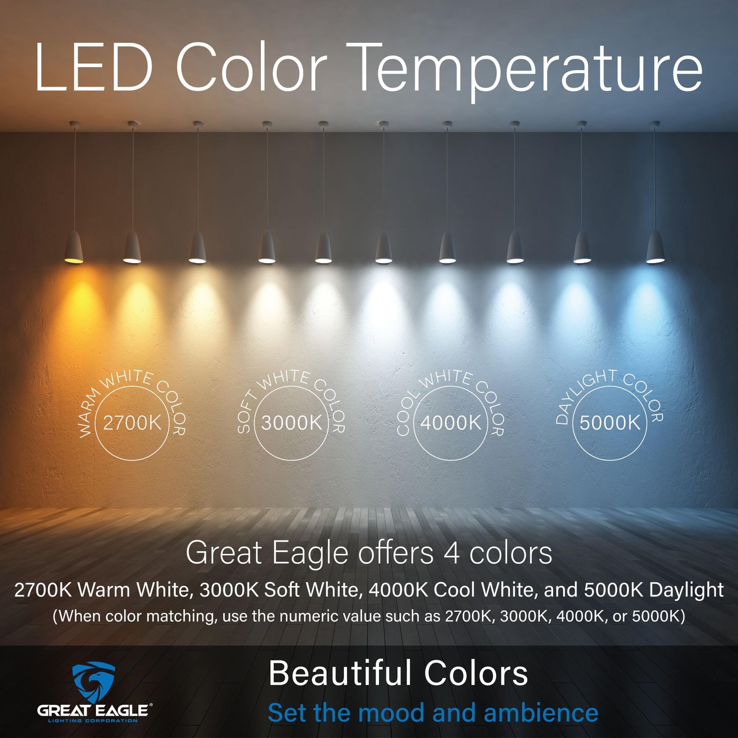 Great Eagle Lighting LED Light Bulbs 60 Watt Equivalent, Cool White 4000K, E26 A19 Light Bulb, 800 Lumens, Non-Dimmable, 120V Energy Saving Bulbs
