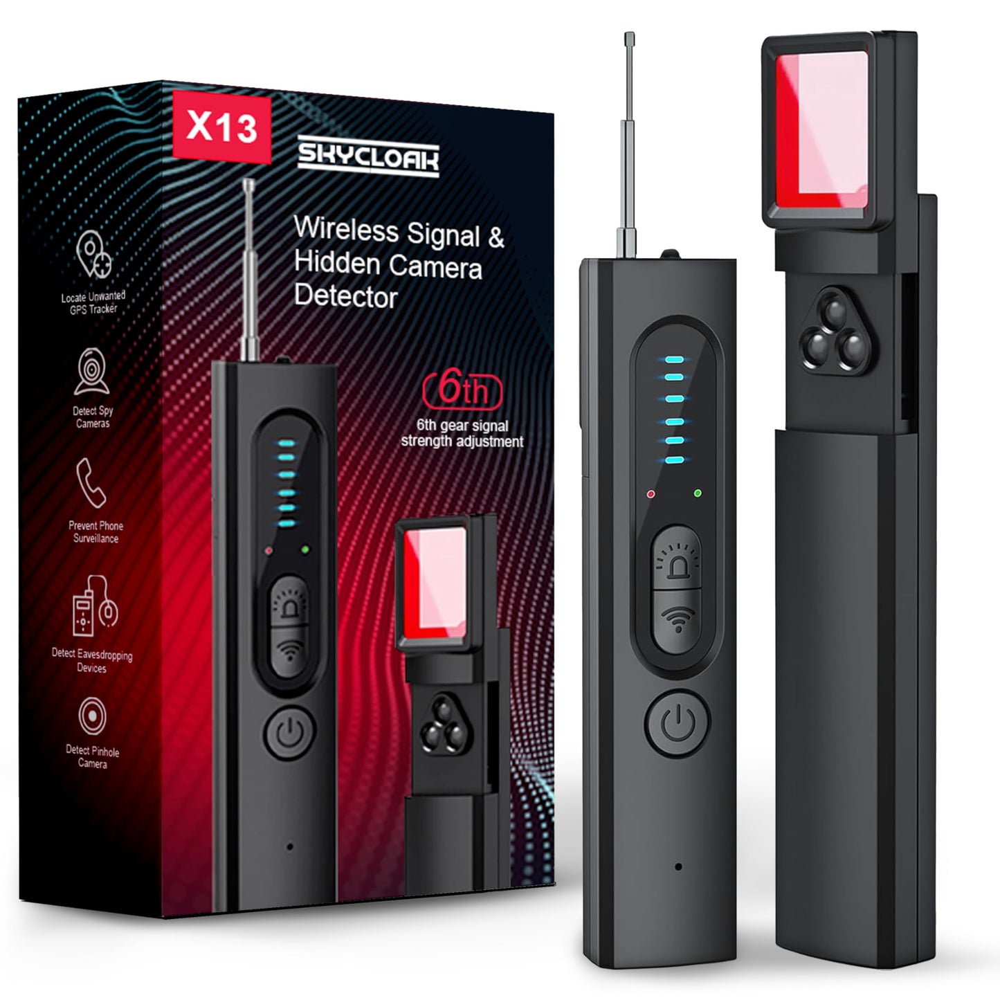 SKYCLOAK Hidden Camera Detectors - 2026 Portable Hidden Camera Detector & Bug Detector, Travel Gadgets for Privacy, Hotel Safety Devices, Tech