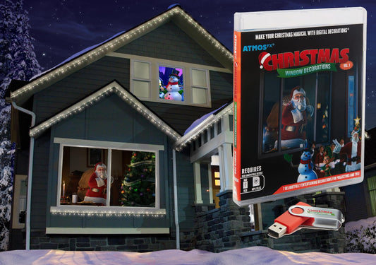 AtmosFX® Christmas Digital Decoration on USB Includes 7 AtmosFX Video Effects for Christmas