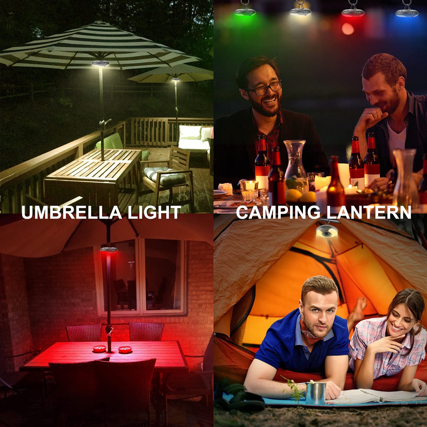 HONWELL Patio Umbrella Light, 18 LEDs 3xAA Battery Operated Umbrella Pole Light with RF Remote 80Ft Through Wall, 4 Modes, 12 Color Changing Outdoor