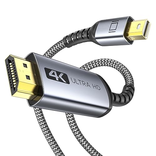 Warrky 4K Mini DisplayPort to HDMI Cable [4K 30Hz, Aluminum Shell, Nylon Braided] UHD Thunderbolt to HDMI Cable, Mini DP to HDMI 6.6ft, Compatible