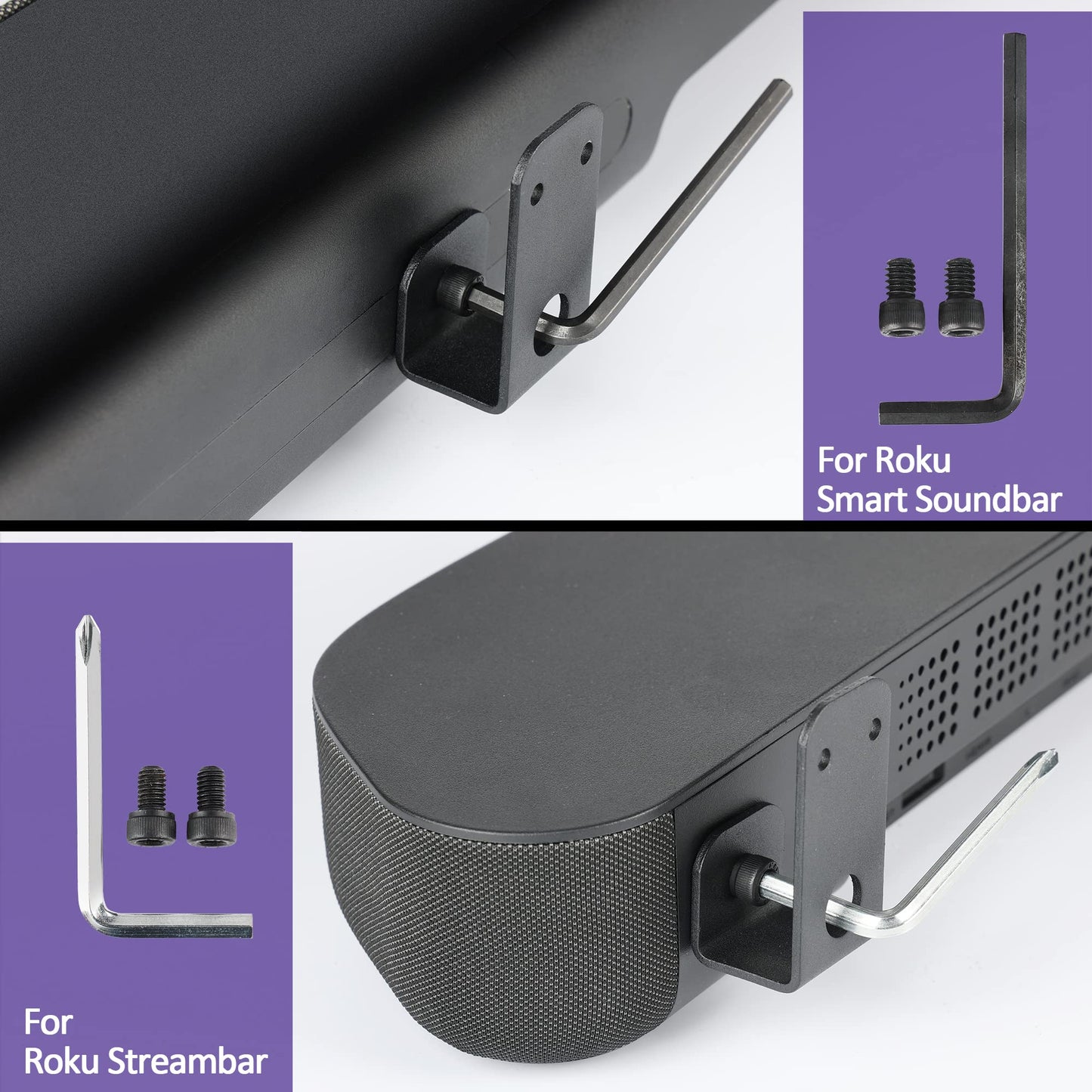 wabracket Wall Mount Bracket for Roku Streambar,Roku Smart Soundbar, Sturdy Soundbar Holder for Roku, with Silicone Remote Cover?Not for Streambar SE