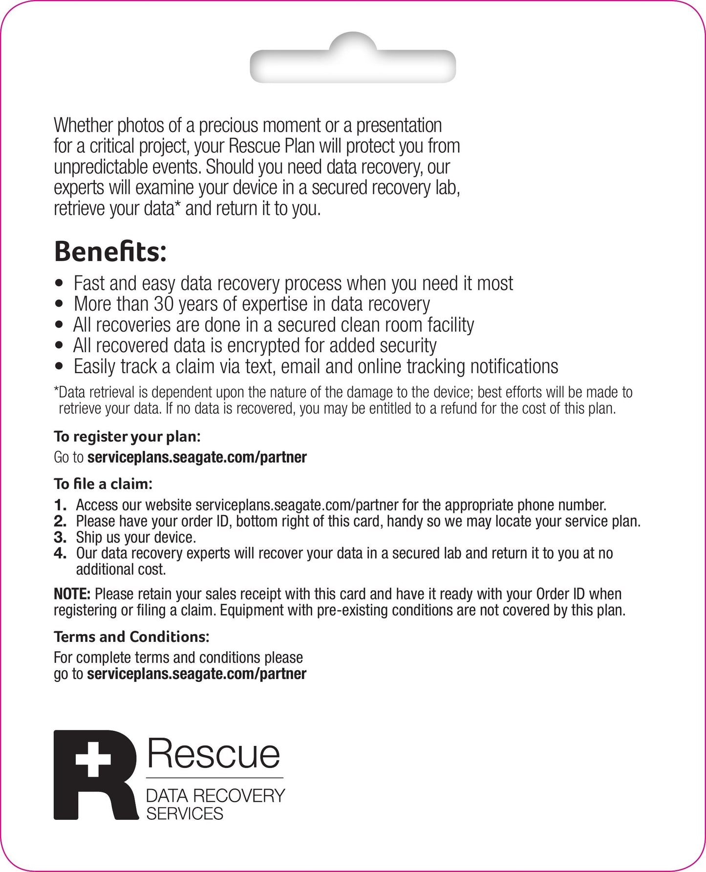Seagate 2Yr Data Recovery SVC Plan Ehds All HDD and SSD