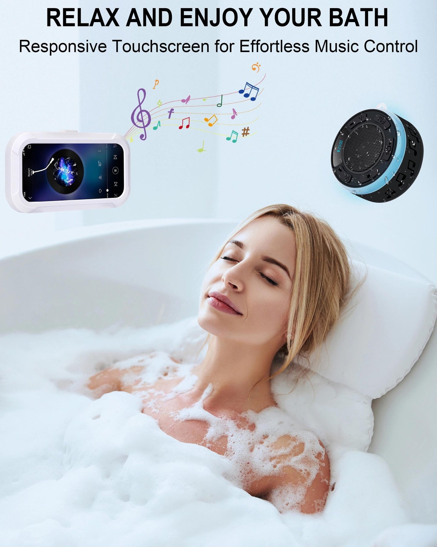 Seiyeje Shower Speaker Bluetooth Waterproof, Portable Wireless Bathroom Speaker with HD Sound & Deep Bass, IPX7 Waterproof Mini Speaker with Shower